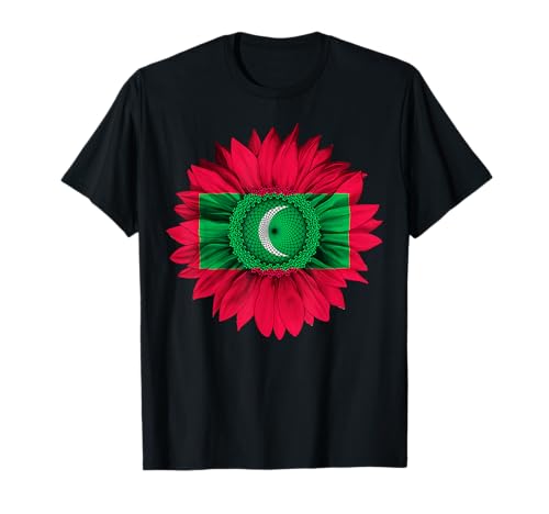Bandera de Maldivas, girasol, raíces maldivas, orgullo patriótico Camiseta