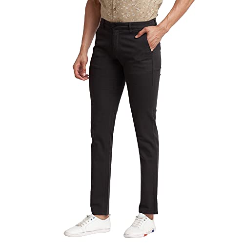 Image of Parx Men's Cotton Blend Yarn Dyed Pattern Low Rise Tapered Fit Flat Front Casual Trouser