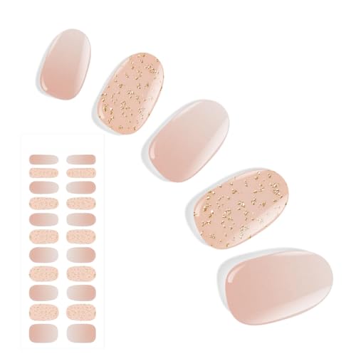 DUKASOU Gel Nail Strips No UV Light Needed, 22Pcs Nude