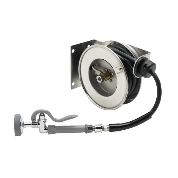 T&S Brass B-7102-01M Hose Reel, Open, Stainless Steel, B-0107 Spray Valve, 3/8" x 12'