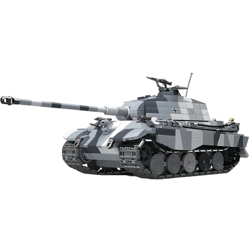 Fuleying - Fuleying Tiger II Heavy Tank Building Set for Adults， 1520 PCS WW2 Military German Collectible Tank Bricks Model, 1:28 Scale Army Weapon Vehicle Toy with Snow Camouflage, Gift for Military Fans