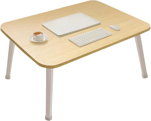 LKBBC Foldable Laptop Desk for Bed Bed Laptop Table Foldable Portable Lap Bed Tray 23.6 Inch Floor Table for Drawing Reading and Writing Oak