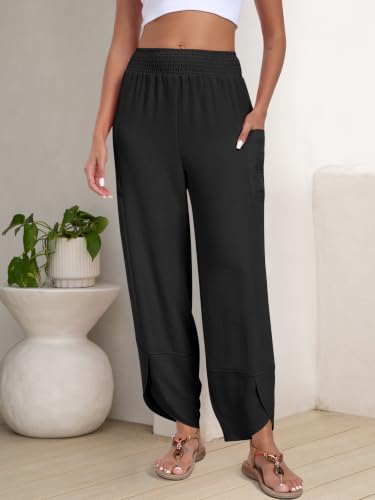 Image of ANRABESS Womens Wide Leg Palazzo Capri Barrel Pants