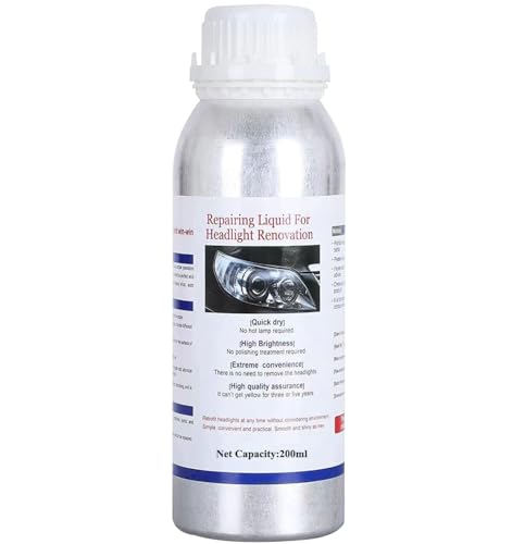 Ghguole 200ml Car Headlight Restoration Liquid Headlight Restoration Kit Refill Bottle Auto Headlight Anti-Scratch Lens Repair Fluid Headlight Polish Cleaner for Restoring Dull Yellow Headlamp