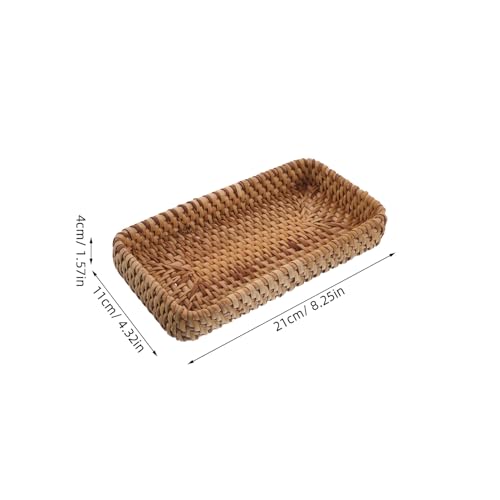 Bandeja rectangular de ratán tejida a mano para encimera de baño 3
