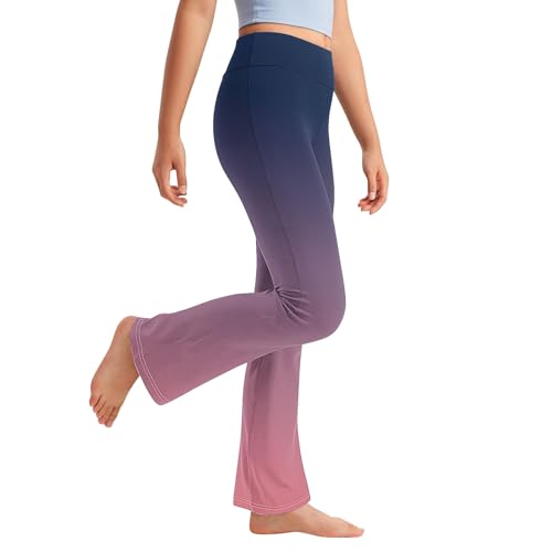 Toddler Girls Gradient Straight Leg Fashion Yoga Pants Teens High Waisted Comfort Activewear Leggings for Kids 2-13 Years3