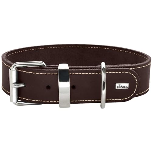 Image of HUNTER Collar Aalborg Special, 45 67254 Soft Genuine Cow Leather, Dark Brown