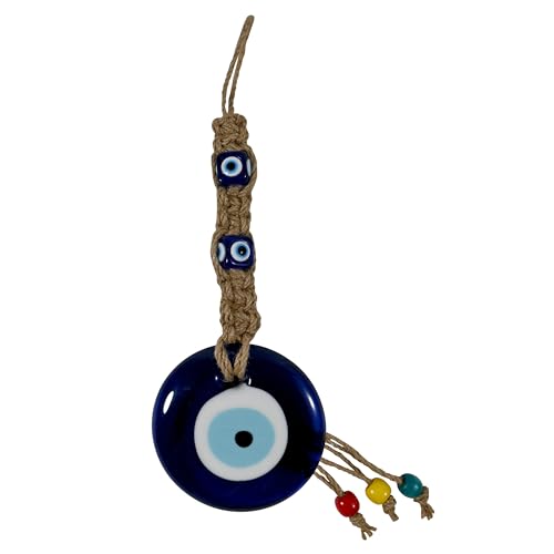 Image of Handmade Evil Eye Hanging with Beads for Home Shop Office for Gool Liuck and Prosperity (3BMR Blue)