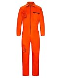 Yukirtiq Herren Classico Arbeitslatzhose Baumwolle Overall Arbeitskleidung Arbeitsoverall, Orange, M