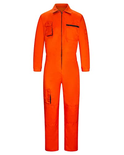 Yukirtiq Mono de Trabajo para Hombre Mono de Pintura Polialgodón Mono Trabajo Mercánico Traje de Trabajo Garaje Mono Ropa de Trabajo, Naranja, S