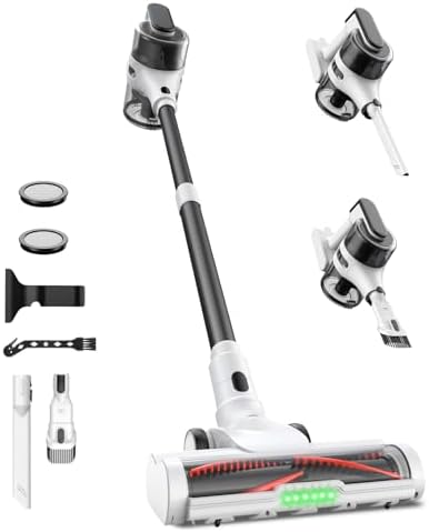 Maircle Cordless Stick Vacuum Cleaner for Home, Lightweight Rechargeable Vacuum with 55min Runtime, Powerful Suction, Green LED Headlight, 9-in-1 Pet Hair Carpet & Hardwood Floor Cleaner