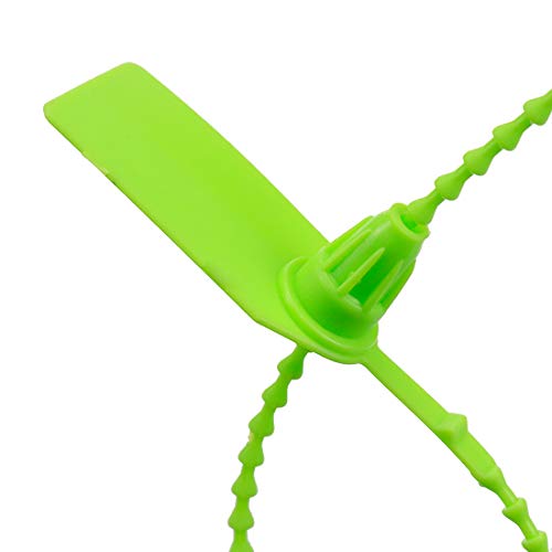 Meprotal 100pcs 10-Inch Plasitc Pull-Tite Security Seal Tamper Seals Disposable Tie with Tags Self-Locking Tie for Trailers Tanker, Signage Numbered, Logistics Fire Extinguishers (Green)