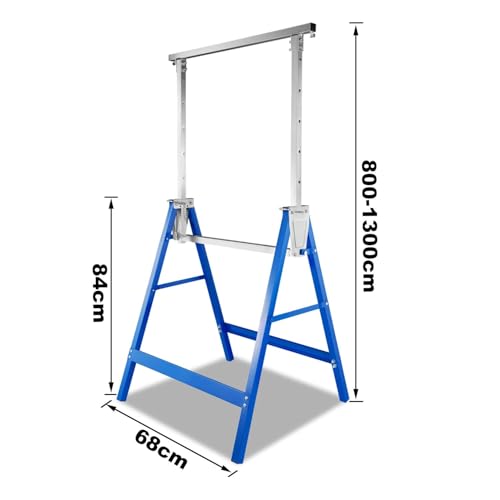 Miniatura 3 de Vigevee 2 Set Caballetes Telecópicos, Soportes Plegables Para Andamios De Trabajo Portátiles, Altura Ajustable De 80-130 Cm, Carga Máx. De 200 Kg, Azul