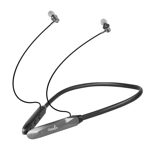 Image of Voods Nova Plus Wireless Neckband Bluetooth Earphones, 30H Playtime, Bluetooth 5.4, 10mm Deep Bass Drivers, Magnetic Earbuds, Dual Device Pairing, Type-C Fast Charging, IPX5 Water Resistant (Gray)