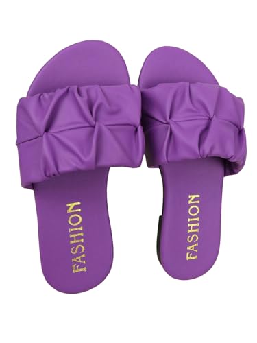 Image of GORGLITTER Girl's Ruched Flat Dressy Sandals Trendy Open Toe Summer Slide Sandals