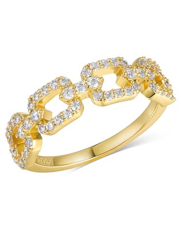 Wyyxl Gold Chain Link Ring Women Stackable Wedding Anniversary Bands Size 5