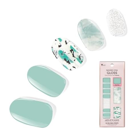 Dashing Diva Gloss Nail Strips - Desert Quartz | UV Free, Chip Resistant, Long Lasting Gel Nail Stickers | Contains 32 Nail Wraps, 1 Prep Pad, 1 Nail File Cover