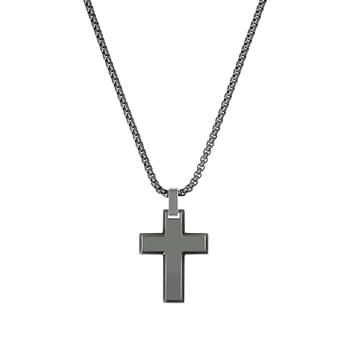 Collier homme s.Oliver pendentif croix bijoux homme tendance avec boîte