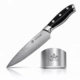 EZTICO 8 inch Professional Chef Cooking Knife with Finger Guard - Super Sharp Kitchen Knife for Precision Cutting - Ideal Kitchen Gadget for Chefs with Ergonomic Handle.