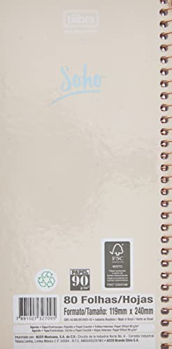 Planner Espiral 11,9 x 24 cm Soho 90 Grande 2022 - Estampa Poá grande fundo rosa e new dreams - Tili