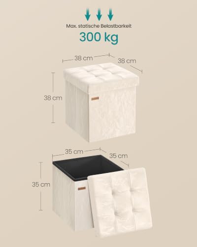 SONGMICS Sitzhocker 38 cm, faltbar, mit Deckel, PU-Leder – Ansicht 3
