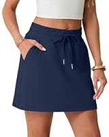 GRECERELLE Skort Damen Tennisrock mit Hose drunter Hosenrock Kurz für Sport & Freizeit Rock A-Linie Elastischer Bund Sportrock (Marineblau, L)