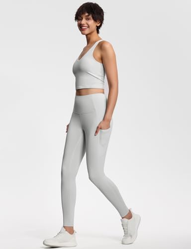 Image of THE GYM PEOPLE Thick High Waist Yoga Pants with Pockets, Tummy Control Workout Running Yoga Leggings for Women