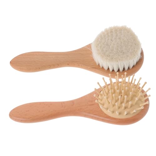MERRYHAPY 2pcs Baby Scalp Scrubber Natural Wool Hair Brush for Baby Bathing Gentle Scalp Care Brush