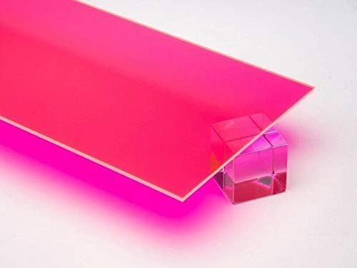 1/4" (0.236") Neon Pink Fluorescent Acrylic Plexiglass Sheet 12"x12" Cast 6mm Thick Nominal Size AZM
