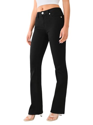 True Religion Women's Becca Mid Rise Boot Cut Single Needle Stitching Jeans Pant - Black Body Rinse2