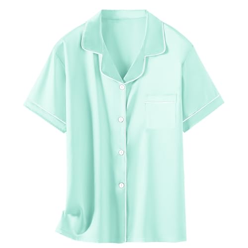 Image of Schbbbta Girls Womens Pajamas, Satin Silky Pjs Set Kids 2Pcs Button-Down Nightwear Sleepwear Gift for Mommy and me