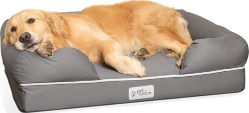 PetFusion Ultimate Dog Bed, Orthopedic Memory Foam, Multiple Sizes and Colors, Medium Firmness Pillow, Waterproof Liner, YKK Zippers, Breathable 35% Cotton Cover