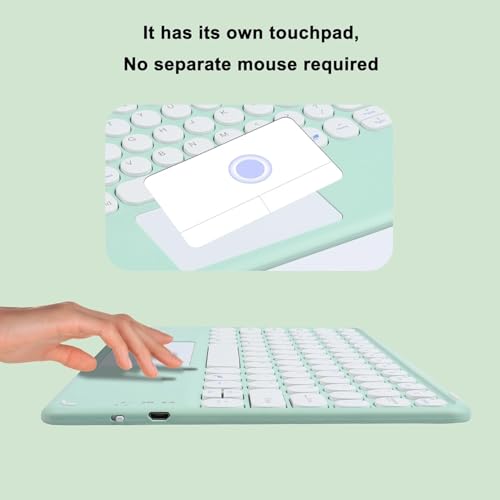 Image of FKU Rechargeable Bluetooth 5.0 Keyboard with Touchpad,78 Keys Ultra Slim Quiet Wireless Keyboard with Trackpad, Compatible Multimedia Keyboard for PC, Tablets, Smartphones, Laptops (Dark Green)