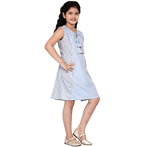 Image of Bitiya By Bhama Baby-Girl's Cotton Blend Fit and Flare Midi Casual Dress