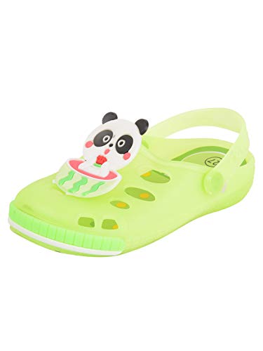 Image of Yellow Bee Panda in Watermelon LED Clogs for Boys, Green