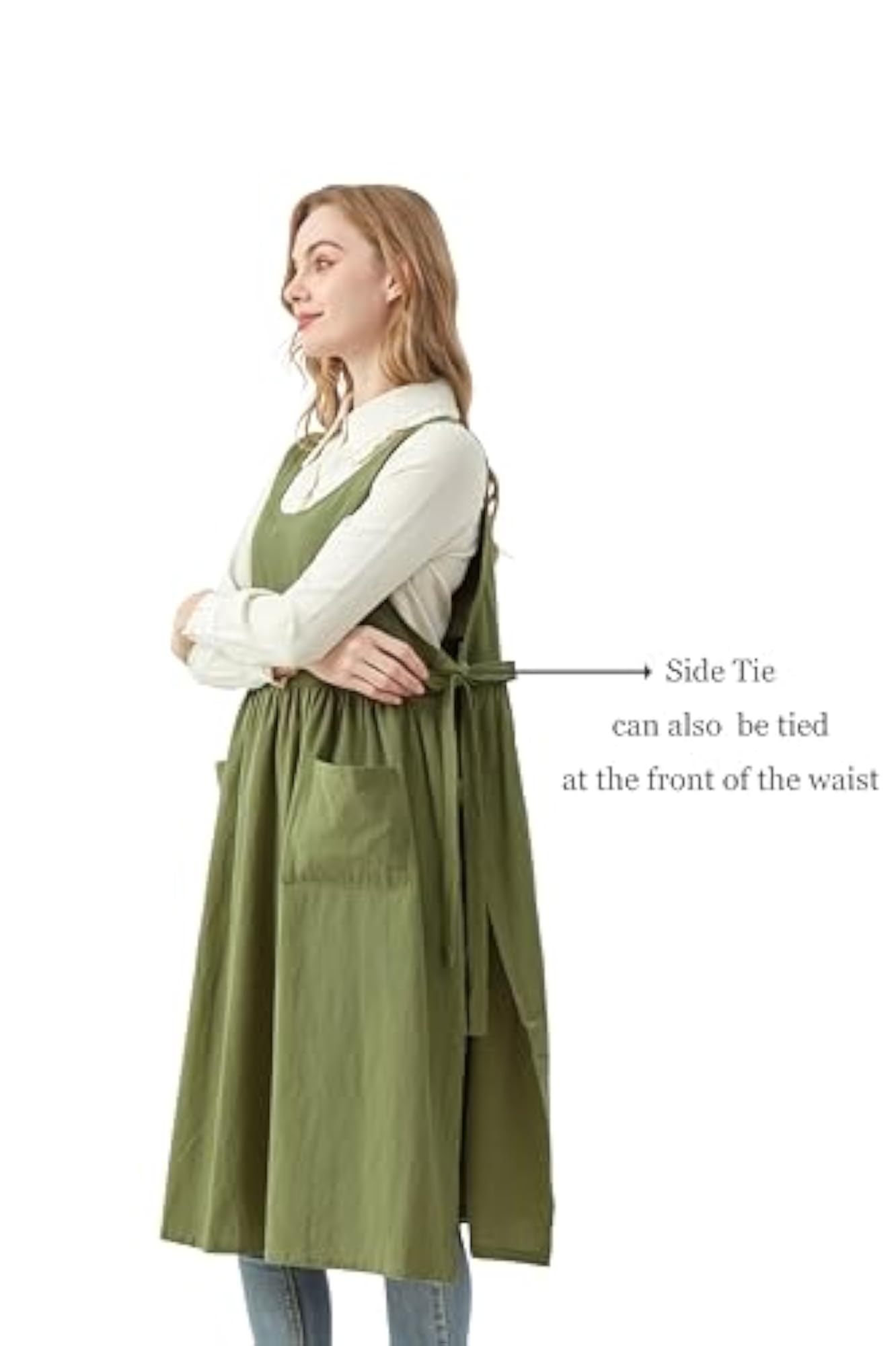 Cotton Apron Women Split Plus Size Bib for Cooking