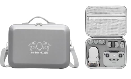 Image of M.G.R.J Portable Carrying Case Cover Compatible for DJI Mini 4K || Mini 2 SE || Mini 2 with Portable, Waterproof & Shockproof Features & Adjustable Shoulder Strap (Hard|PU Leather|Grey)