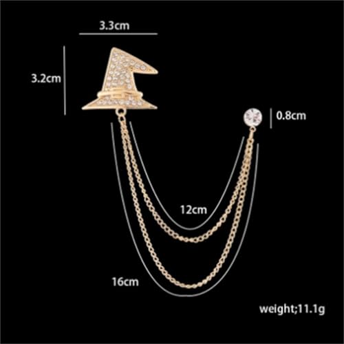 Image of 2PCS Crystal Hanging Chain Brooch Suit Pin for Men Women Vintage Crown Cross Star Diamond Broochs Gold and Silver Wedding Brooch for Clothes Dress Hats Bags Accessory