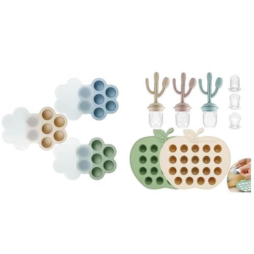 Image of PandaEar 5 Pack Baby Food Freezer Tray & 3 Pack Baby Feeder Pacifier