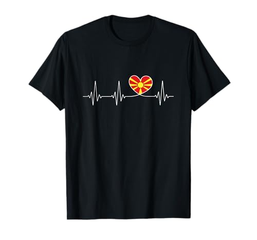 Drapeau Amour de la Macédoine du Nord avec cœur pour Macédonia T-Shirt