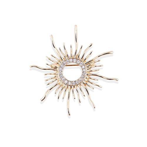 Image of Gold-Tone Sun Brooch Pin Vintage Round Sun flower Broach for Shirt Decorations Wedding Bouquets Jewelry