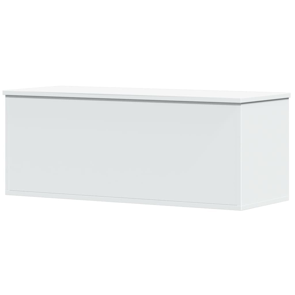 Homgoday Baúl y baúles para exteriores, contenedor de jardín, portaherramientas de jardín, puf de exterior, caja de almacenamiento blanca, 90 x 35 x 35 cm, de aglomerado