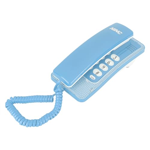 Teléfono fijo con cable para montaje en pared azul miniatura 1