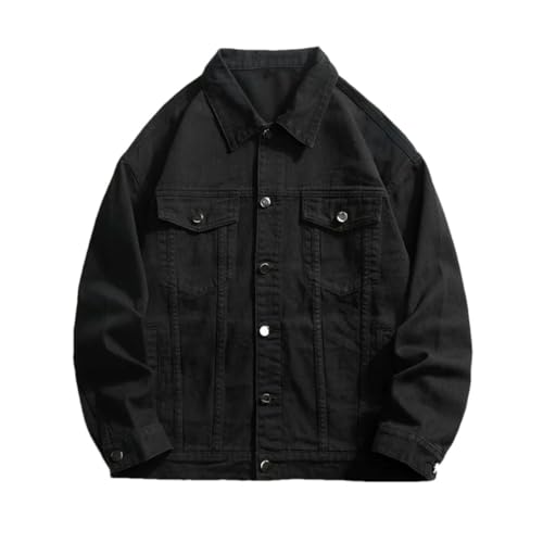 Men's Lapel Slim Fit Denim Jacket Baggy Street Coat Casual Slim Fit Coat Pocket Front Casual Jackets