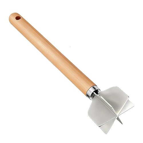 Minhaxue Écrase-Viande Hachée,Hachoir Alimentaire avec Manche en Bois - à Noix Ergonomique,pour Viande Légumes Poulet Boeuf Noix Cuisine Maison Restaurant