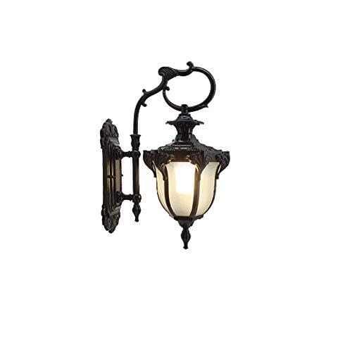 JYBNBBE Outdoor Antique Wall Lantern, Waterproof Aluminum & Glass Sconce for Garden, Villa,Noir-Height: 54 cm
