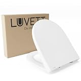 LUVETT® D450 Toilettendeckel mit Absenkautomatik D Form Weiß - SoftClose Klodeckel Abnehmbar - Klobrille aus Antibakteriellem Duroplast - WC Sitz 3in1 Befestigung Inkl. - Toilettensitz Made in EU