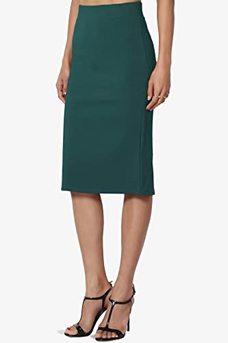 TheMogan Women's Office Ponte Stretch Knit Elastic High Waist Knee Pencil Midi Skirt3