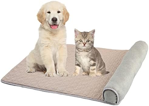 Pbed Summer Cooling Dog Bed & Sleeping Mat-Ice Silk Pet Self Cat Cooling Bed Machine Washable Sofa with Nonskid Bottom,Easy Carry,Pet Bed for Small, Medium, Large Dogs & Cats(L 32''x24''x4'', Gray)
