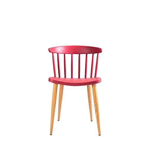 Image of Finch Fox Scandinavian Stylish & Modern Furniture Plastic Living Room Dining Chairs for Cafeteria Seating, Side, Kitchen, Restaurants, Hotels in Red Color (Set of 6)